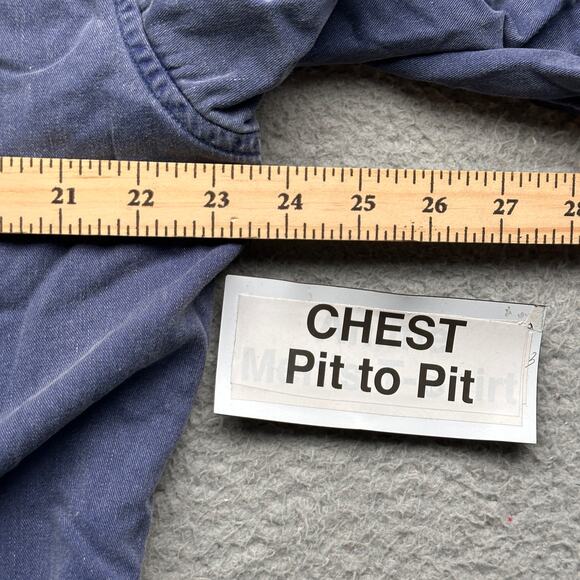 Vintage 90s LL Bean Flannel Lined Chambray Button Long Sleeve Shirt Mens Large - Picture 4 of 12